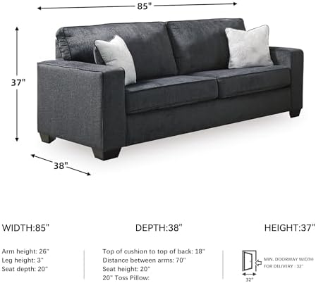 Signature Design by Ashley Altari 3-Seater Chenille Sofa, Slate Gray - Image 3