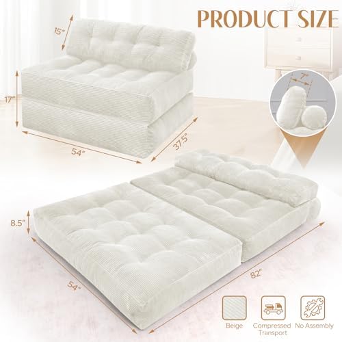 HABUTWAY Folding Sofa Bed, Convertible Sleeper Chair Bed w/2-Pillow & Handle - Image 2