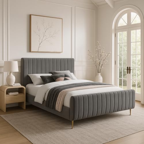 Meridian Furniture Zara Collection Modern | Contemporary Velvet Upholstered Bed - Image 2