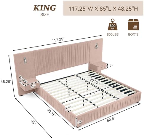 King Size Chenille Platform Bed - Image 2