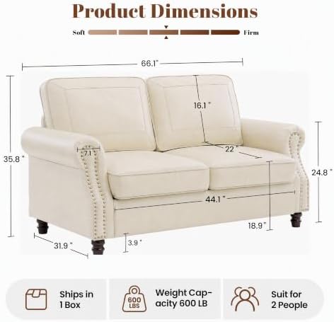 Kingfun Faux Leather Loveseat Sofa - Image 2