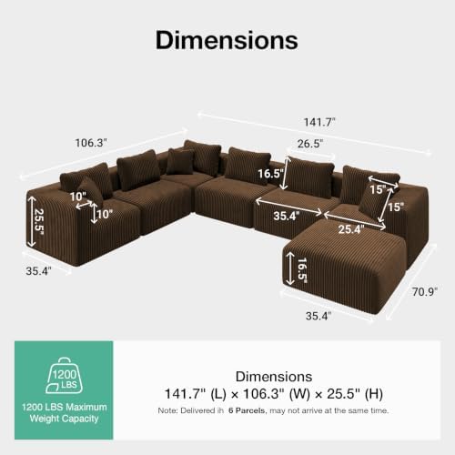Novilla 141" Modular Sectional Sofa, U Shape Sectional Couch, Modern Cloud - Image 2