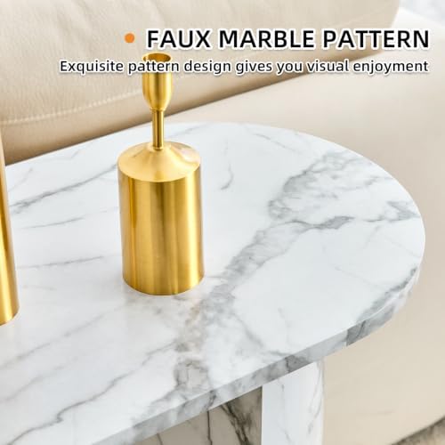 LKTART 55" Console Table, Faux Marble Entryway Table - Image 5