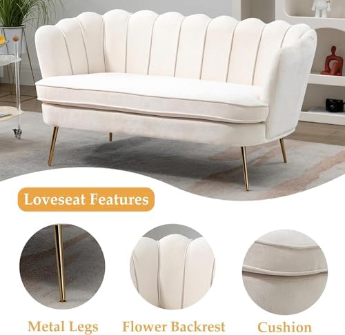 anwickjeff 59" Wide Modern Boucle Loveseat Small Sofa Small Mini Room Couch - Image 4