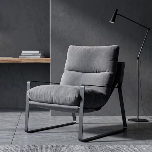 LukeAlon Set of 2 Modern Linen Accent Armchair - Image 4