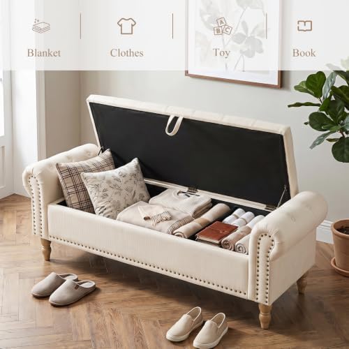 Furniliving 63” End of Bed Storage Bench, Bedroom Bench - Image 5