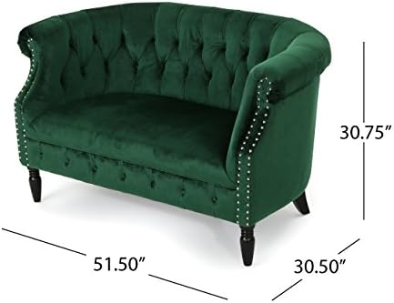GDFStudio Melaina Tufted Chesterfield Velvet Loveseat - Image 2