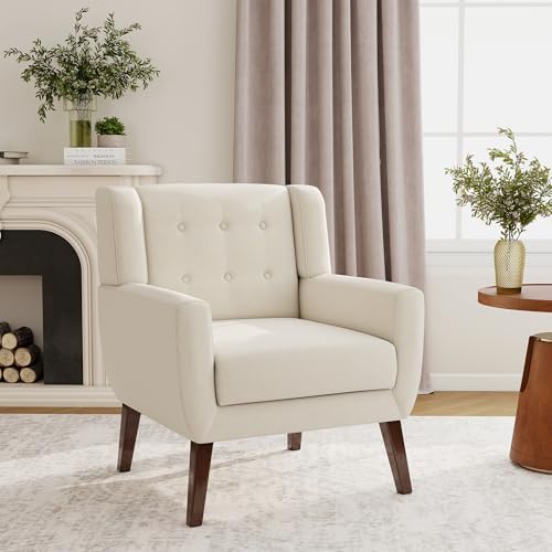 Accent Chair, Upholstered Armchair in Linen - Image 3