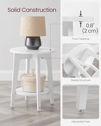 VASAGLE Round Side Table with Lower Shelf, End Table - Image 5