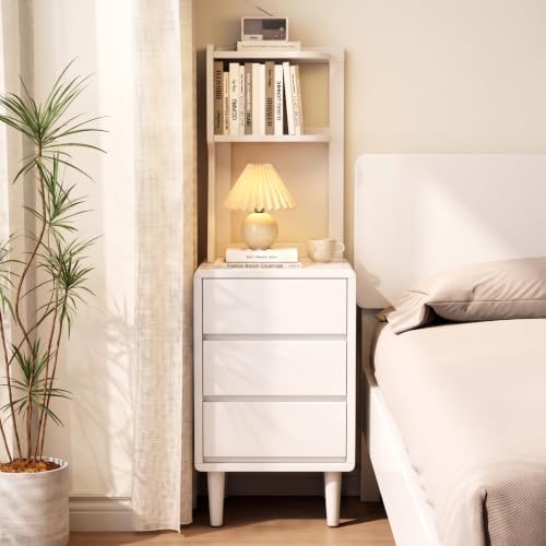 Solid Wood Bookshelf Nightstand Combo, Tall Nightstand by Unknown