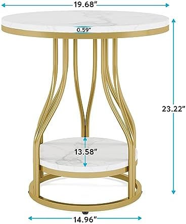 Tribesigns Round Side End Table 2-Tier End Tables Modern Bedside Table Small - Image 2