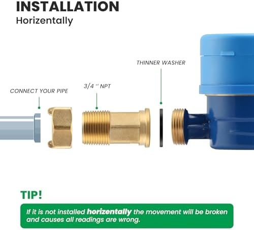 DN20 Water Meter 3/4" NPT, AWWA C712 Certification Gallon Water Flow Meter - Image 5