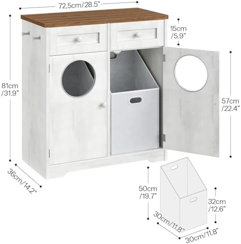 HOOBRO Double Laundry Hamper Cabinet, Hidden Laundry Cabinet - Image 3