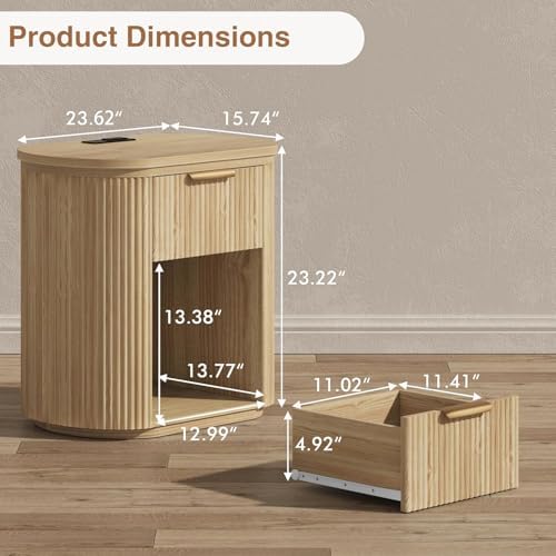 Fluted Round Nightstands Set of 2 - Image 2
