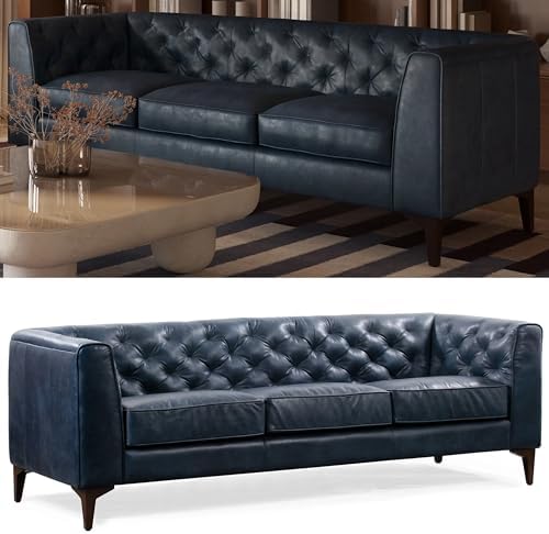 POLY & BARK Essex 89” Full-Grain Italian Leather Sofa – Tufted Back, by Unknown