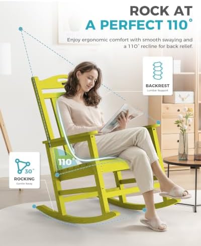 Ciokea Oversized Outdoor Rocking Chairs Set of 3, 380lbs Heavy-Duty Large Patio - Image 4