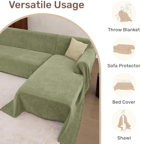 2 Pieces Sectional Couch Covers L Shaped Cover XXL Light Sage - Image 6