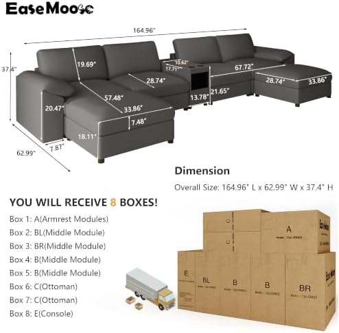 EASE MOOSE Modular Sectional Couch, U Shaped Couch - Image 2