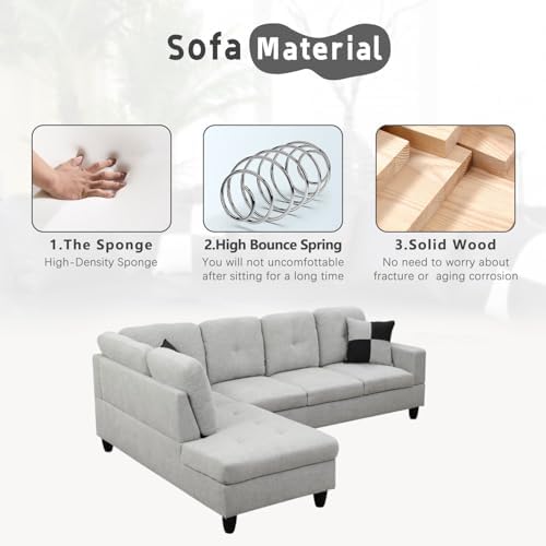 L-Shaped 3-Piece Flannel Sofa - Image 4
