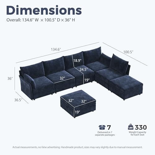 ABCASA 134.6" Oversized Modular Sectional Sofa, Large 7 Seater L Shaped Couch - Image 2