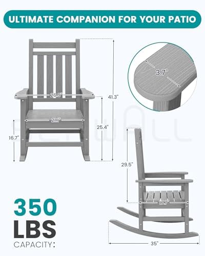 SERWALL Outdoor Rocking Chair Set of 4, Sliver Gray - Image 2