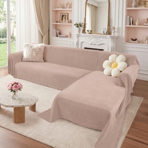2 Pieces Sectional Couch Covers L Shaped Cover XL Pink by Unknown