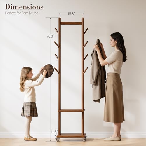 Yoobure Solid Wood Coat Rack Freestanding - Image 2