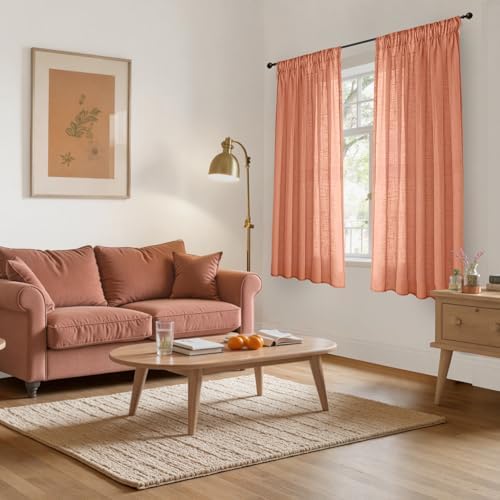YoungsTex Burnt Orange Linen Curtains 48 Inches Long - Image 3