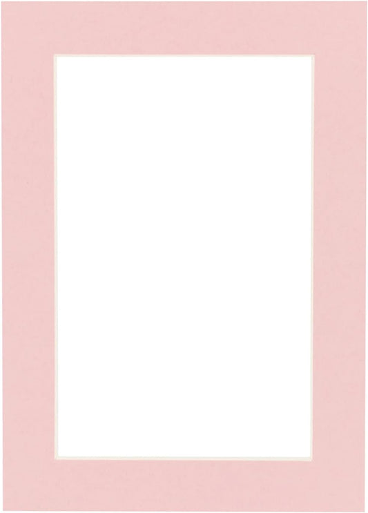 Poster Palooza 8x10 Mat Bevel Cut for 6x8 Photos - Acid Free Pink Precut Matboard - for Pictures, Photos, Framing - 4-ply Thickness