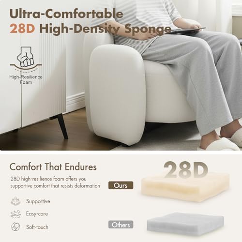 Hyfirm White Barrel Accent Chair – Modern Upholstered Living Room Chair - Image 4