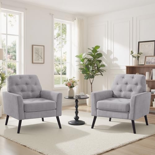 Accent Chair Set of 2, Mid Century Modern Living Room Chairs Reading Chair by YUUIJOAA