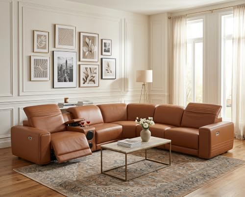 Power Recliner Sectional Couch, Breathing Leather Living Room Furniture Set by Unknown
