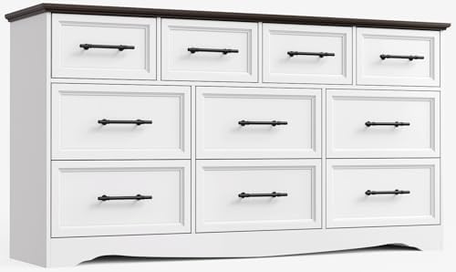 YANSNWO White 10 Drawer Dresser by YANSNWO