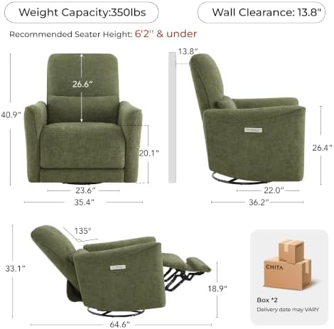 CHITA Power Swivel Glider Recliner Chair - Image 3