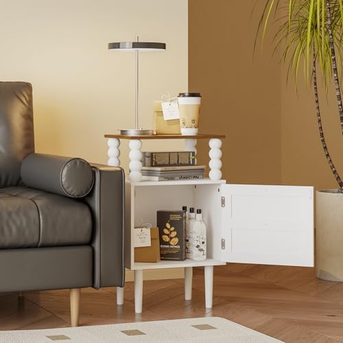 Veegle White Nightstand, Mid-Century Modern Bedside Table - Image 5