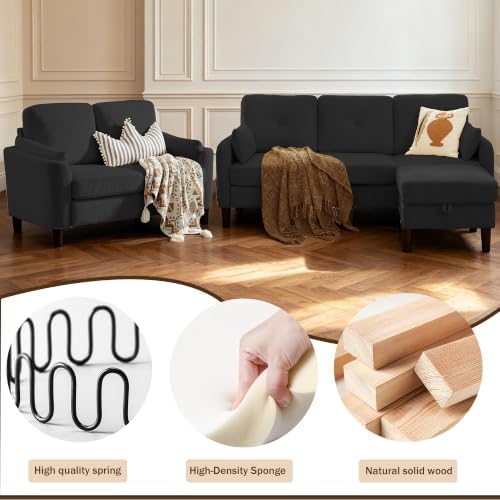 3 Piece Sectional Sofa Set, 3 Seat Couch & Loveseat & Ottoman - Image 5