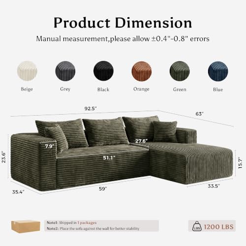 92.5" L Shaped Boneless Couches - Image 2