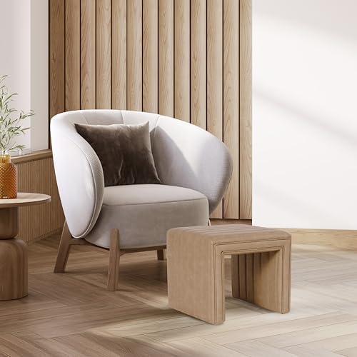HomePop 19" Modern Channel Tufted Ottoman - Image 4