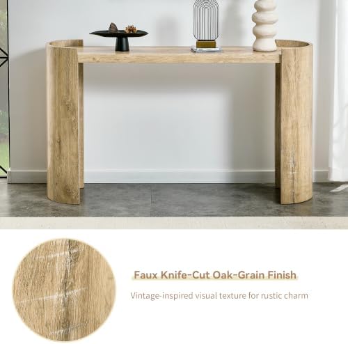53" Wood Console Table for Entryway, Faux Knife-Cut Oak - Image 4