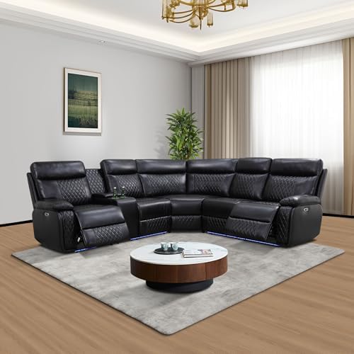 Power Reclining Leather Sectional Couch - Image 4