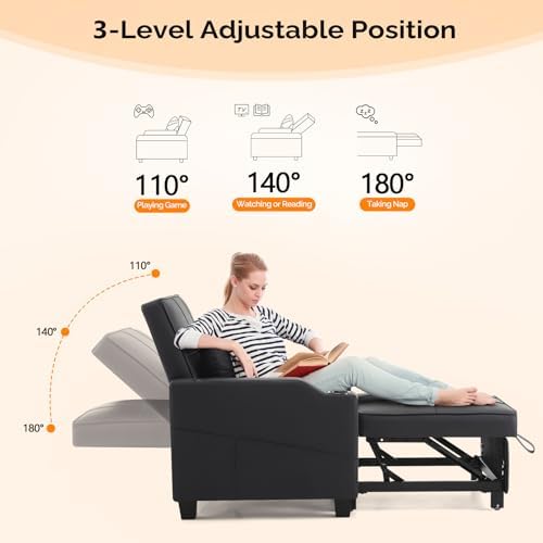 VINGLI Convertible Sleeper Chair Bed, Pull Out Sofa Couch - Image 4