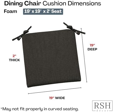 RSH DECOR: Sunbrella Foam Chair Cushions Set of 2 | 19" x 19" x 2" | - Image 3
