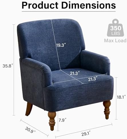 Modern Wingback Accent Chair, Upholstered Fabric Living Room Armchair - Image 2