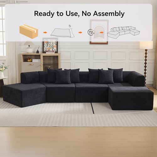 140''Oversized Cloud Velvet Curved Sectional Couch, Boneless Couch - Image 6