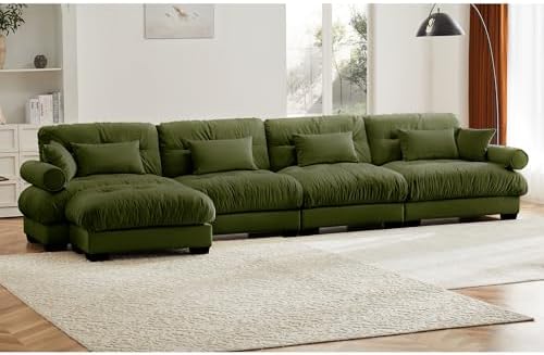 166" Modular Sectional Sofa, Velvet Upholstered Couches - Image 4