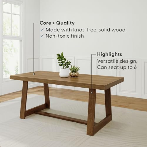 Plank+Beam Classic 72 Inch Dining Table, Rectangular, Pecan Wirebrush - Image 5