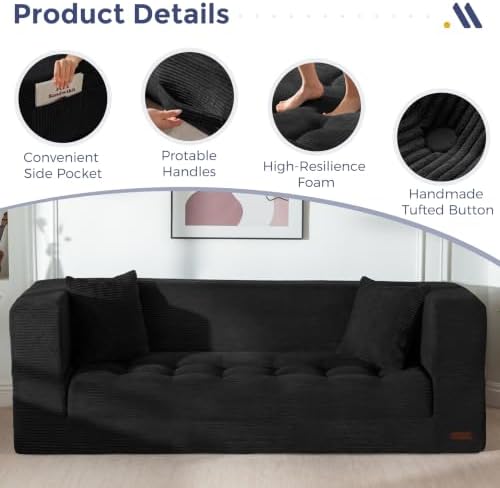 MAXYOYO Folding Sofa Bed, Convertible Boneless Loveseat Couch - Image 5