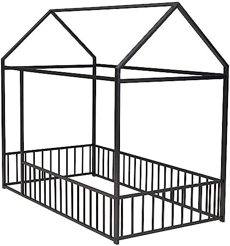 Flieks Twin Size Metal Bed House Bed Frame - Image 6