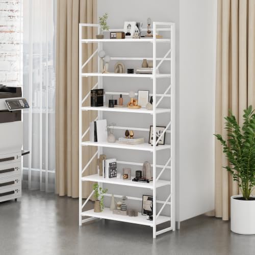 JSB 6 Tier No Assembly Folding Bookshelf, 30.7" Wide Foldable Storage Bookcase - Image 2