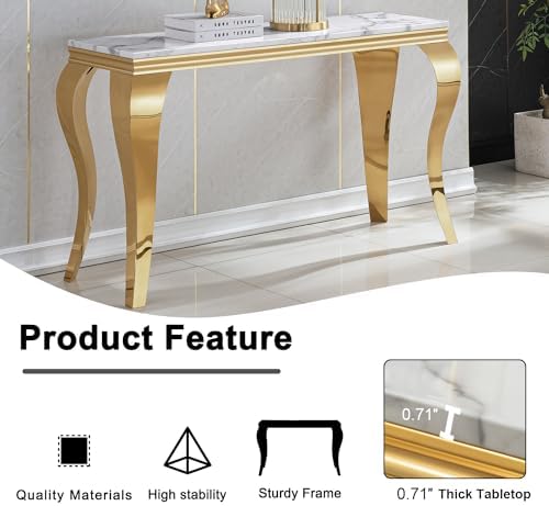 47'' White Marble Console Table Modern Accent Table - Image 7